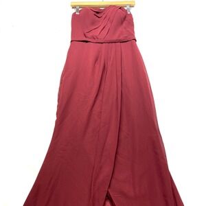 Kleinfeld Bridesmaid Dress Womens 6 Red Bra Padded Sweetheart Spaghetti Straps